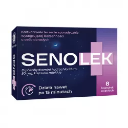 Senolek 50 mg x 8 kapsułek miękkich Spokój i Sen PRZEDSIĘBIORSTWO PRODUKCJI FARMACEUTYCZNEJ HASCO-LEK S.A.
