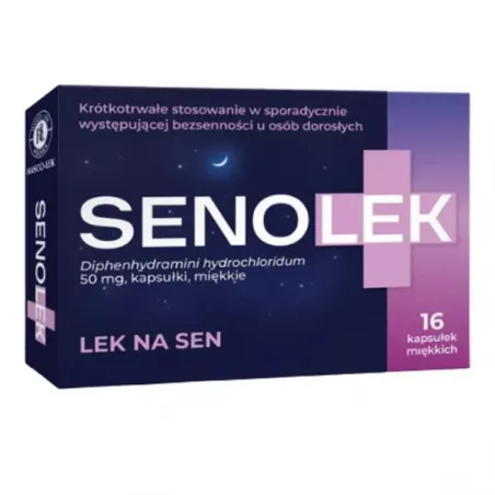 Senolek 50 mg x 16 kapsułek miękkich Spokój i Sen PRZEDSIĘBIORSTWO PRODUKCJI FARMACEUTYCZNEJ HASCO-LEK S.A.