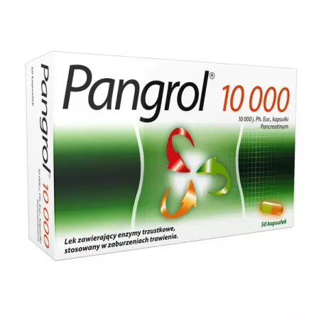 Pangrol 10 000 j. Pj. Eur x 50 kapsułek chora trzustka BERLIN CHEMIE AG