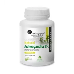 Aliness Natural Ashwagandha 9% extract 555mg x 100 kapsułek ashwagandha Aliness