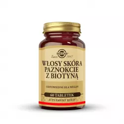 Solgar Włosy Skóra Paznokcie z biotyną x 60 tabletek suplementy na skórę włosy i paznokcie SOLGAR POLSKA SP. Z O.O.