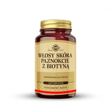 Solgar Włosy Skóra Paznokcie z biotyną x 120 tabletek suplementy na skórę włosy i paznokcie SOLGAR POLSKA SP. Z O.O.