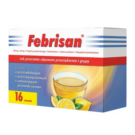 Febrisan proszek musujący o smaku cytrynowym x 16 saszetek leki na gorączkę ORIFARM HEALTHCARE A/S