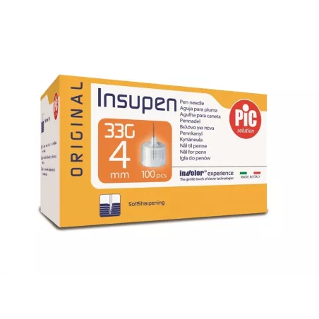 PIC Insupen Igły do penów 33G x 4 mm x 100 sztuk igły do penów PiC Solution