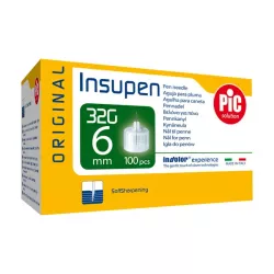 PIC Insupen Igły do penów 32G x 6mm x 100 sztuk igły do penów PiC Solution