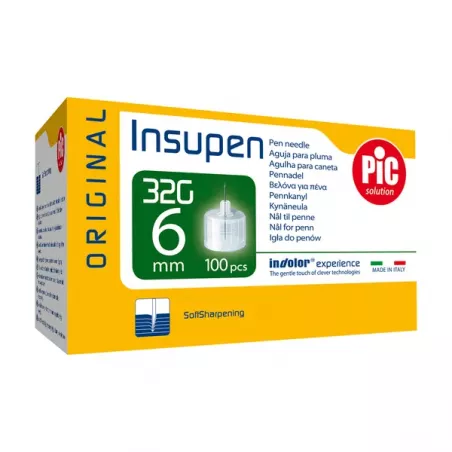 PIC Insupen Igły do penów 32G x 6mm x 100 sztuk igły do penów PiC Solution