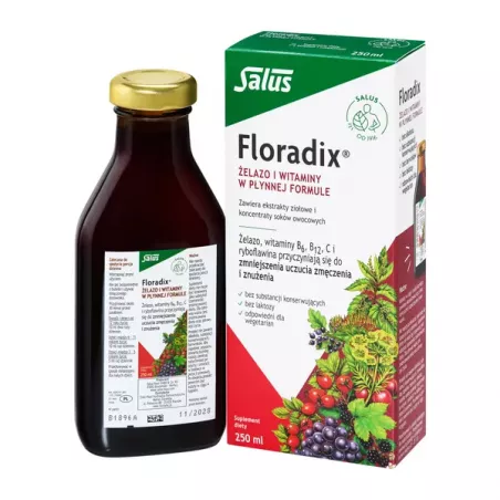 Zioło-Piast Floradix Żelazo i witaminy płyn x 250 ml żelazo ZIOŁO-PIAST HURTOWNIA FARMACEUTYCZNA MARIAN ZAREMBA
