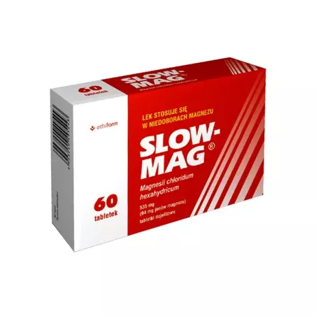 Slow-Mag tabletki dojelitowe 64mg Mg++ x 60 tabletek magnez ETHIFARM SP. Z O.O.
