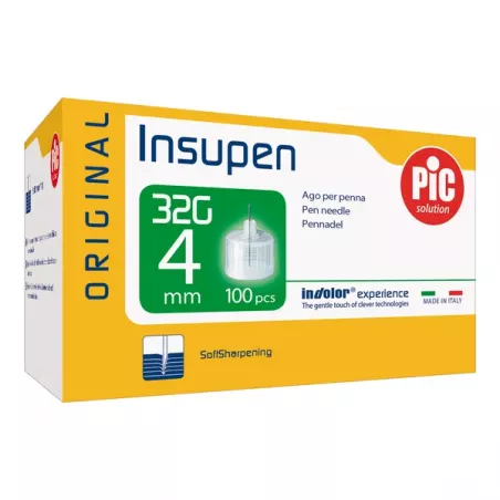 PIC Insupen Igły do penów 32G x 4mm x 100 sztuk igły do penów PiC Solution
