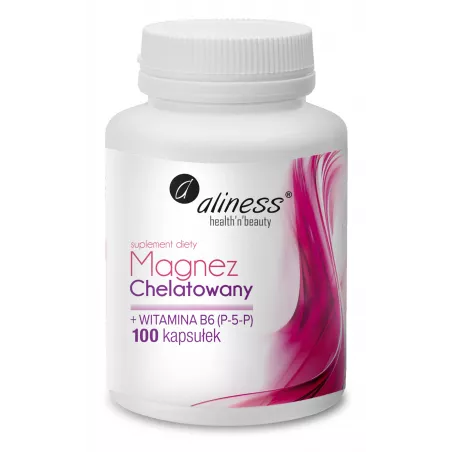 Aliness Magnez chelatowany 650mg +B6 x 100 kapsułek magnez Aliness