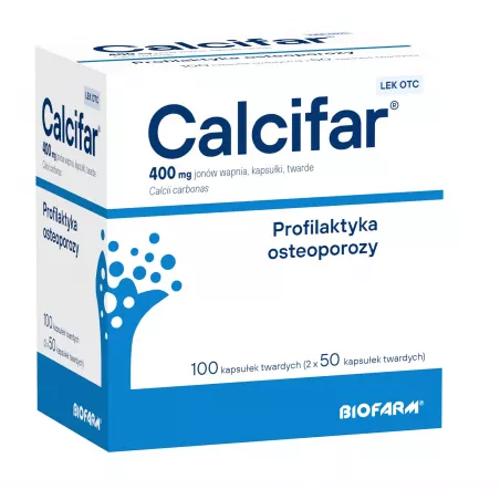 Calcifar 400mg jonów wapnia x 100 kapsułek twardych osteoporoza BIOFARM SP.Z O.O.