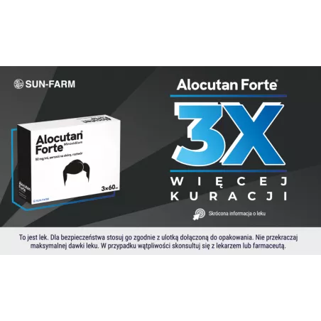 Alocutan Forte aerozol na skórę 50 mg/ml, 3 x 60ml preparaty na łysienie i wypadanie włosów SUN-FARM SP. Z O.O.
