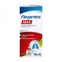 Flegamina Max 8 mg/5ml syrop x 120 ml leki na kaszel TEVA PHARMACEUTICALS POLSKA SP. Z O. O.