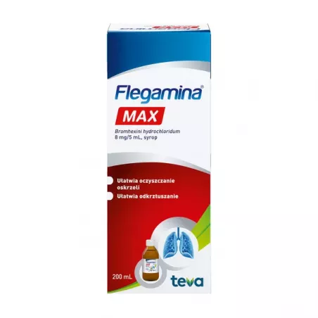 Flegamina Max 8 mg/5ml syrop x 200 ml leki na kaszel TEVA PHARMACEUTICALS POLSKA SP. Z O. O.