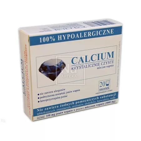 Calcium krystalicznie czyste 100% x 20 torebek wapń UNIPHAR SP Z O.O.