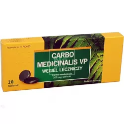 Carbo medicinalis VP 0,3g x 20 tabletek biegunka BAUSCH HEALTH IRELAND LIMITED