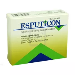 Esputicon 50mg x 100 kapsułek preparaty na wzdęcia PRZEDSIĘBIORSTWO FARMACEUTYCZNO-CHEMICZNE "SYNTEZA" SP.Z O.O
