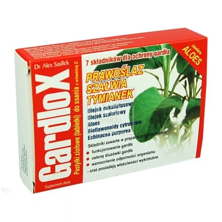 Gardlox prawoślaz szałwia tymianek x 16 tabletek leki na ból gardła i chrypkę S-LAB SP. Z O. O.