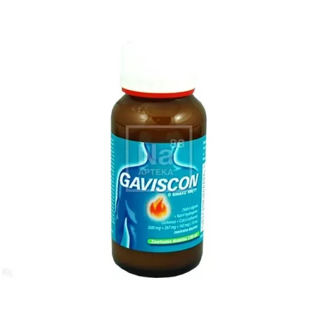 Gaviscon zawiesina doustna o smaku mięty x 150 ml wrzody żołądka, zgaga, refluks RECKITT BENCKISER POLAND S.A.