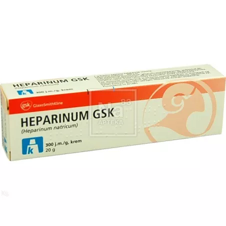 Heparinum GSK krem 300jm/g x 20 g preparaty na obrzęki GLAXOSMITHKLINE CONSUMER HEALTHCARE SP. Z O.O.