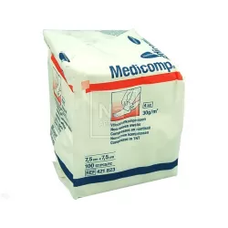 Medicomp Kompresy niejałowe z włókniny 7.5cm x 7.5cm 100 sztuk materiały opatrunkowe HARTMANN PAUL A.G.