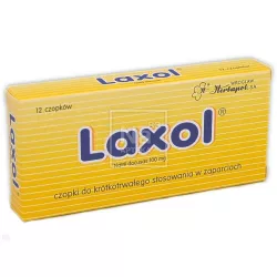 Laxol 100mg x 12 czopków preparaty na zaparcia WROCŁAWSKIE ZAKŁADY ZIELARSKIE "HERBAPOL" S.A.