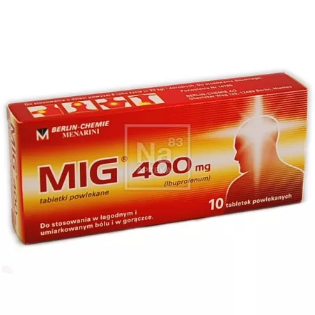 MIG tabletki powlekane 0,4 g x 10 tabletek tabletki przeciwbólowe BERLIN CHEMIE AG