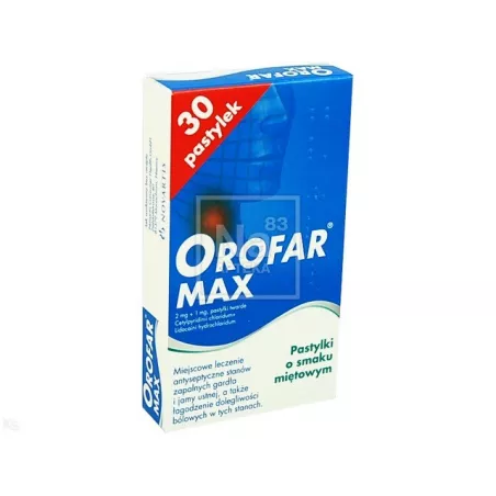 Orofar max pastylki do ssania 2mg+1mg x 30 sztuk gardło GLAXOSMITHKLINE CONSUMER HEALTHCARE SP. Z O.O.