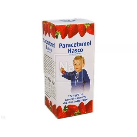 Paracetamol hasco zawiesina 120mg/5ml x 150 g smak truskawkowy przeciwbólowe i przeciwgorączkowe (dla dzieci) PRZEDSIĘBIORSTW...