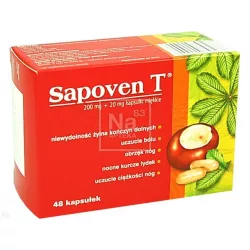 Sapoven T kapsułki miękkie 100mg+20mg x 48 kapsułek preparaty na obrzęki PRZEDSIĘBIORSTWO PRODUKCJI FARMACEUTYCZNEJ HASCO-LEK...