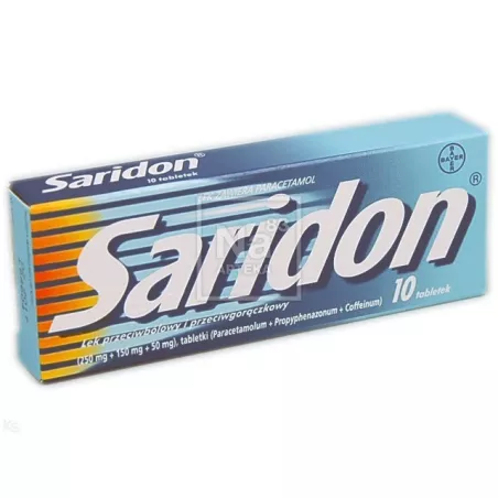 Saridon tabletki 50mg+250mg+150mg x 10 tabletek tabletki przeciwbólowe BAYER SP. Z O.O.