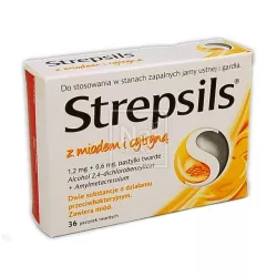 Strepsils z Miodem i Cytryną x 36 pastylek gardło RECKITT BENCKISER POLAND S.A.