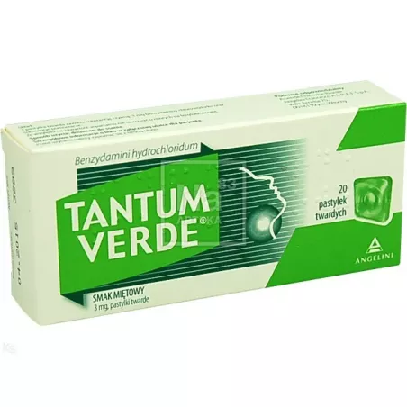 Tantum Verde pastylki 3 mg mięta_ 20 sztuk gardło AZIENDE CHIMICHE RIUNITE ANGELINI FRANCESCO A.C.R.A.F. S.P.A