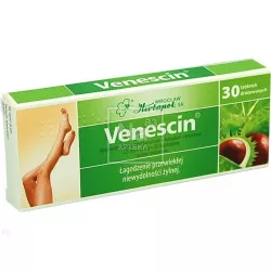 Venescin tabletki drażowane 0.5mg+25mg+15mg x 30 tabletek preparaty na żylaki WROCŁAWSKIE ZAKŁADY ZIELARSKIE "HERBAPOL" S.A.