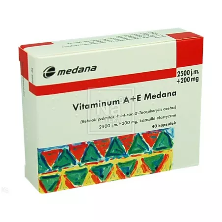 Witamina A i E, Vitaminum A+E Medana 2500 j.m.+ 200 mg x 40 kapsułek witamina A ZAKŁADY FARMACEUTYCZNE POLPHARMA S.A.