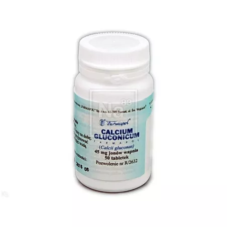 Calcium Gluconicum Farmapol 45mg x 50 tabletek osteoporoza ZAKŁAD CHEMICZNO-FARMACEUTYCZNY "FARMAPOL" SP. Z O.O.