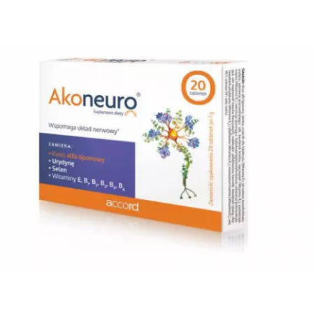 Akoneuro 1g x 20 tabletek witaminy z grupy B ACCORD HEALTHCARE POLSKA SP.Z O.O.
