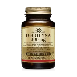 Solgar D-Biotyna 300 mcg 100 tabletek (data ważności 30.06.2025 ) suplementy na skórę włosy i paznokcie SOLGAR POLSKA SP. Z O.O.