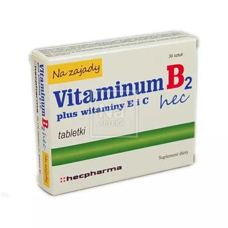 Vitaminum B2 HecPharma na zajady x 30 tabletek Preparaty na problemy skórne HECPHARMA RADOSŁAW WIERCZEWSKI