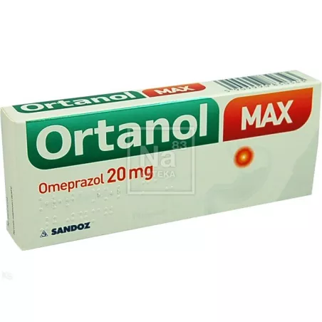 Ortanol Max kapsułki dojelitowe 20mg x 14 kapsułek wrzody żołądka, zgaga, refluks SANDOZ GMBH