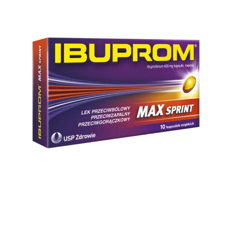 Ibuprom max sprint kapsułki miękkie 400mg x 10 kapsułki tabletki przeciwbólowe US PHARMACIA SP. Z O.O.