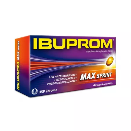 Ibuprom max sprint kapsułki miękkie 400mg x 40 kapsułki tabletki przeciwbólowe US PHARMACIA SP. Z O.O.