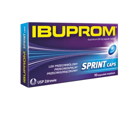 Ibuprom sprint caps kapsułki 200mg x 10 kapsułki tabletki przeciwbólowe US PHARMACIA SP. Z O.O.