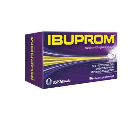 Ibuprom tabletki powlekane 200mg x 96 tabletek tabletki przeciwbólowe US PHARMACIA SP. Z O.O.