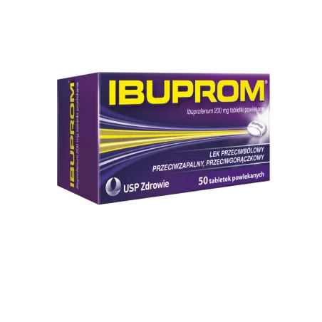 Ibuprom tabletki powlekane 200mg x 50 tabletek tabletki przeciwbólowe US PHARMACIA SP. Z O.O.