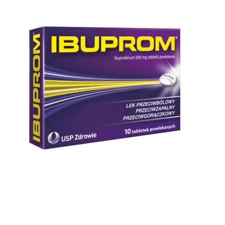 Ibuprom tabletki powlekane 200mg x 10 tabletek tabletki przeciwbólowe US PHARMACIA SP. Z O.O.
