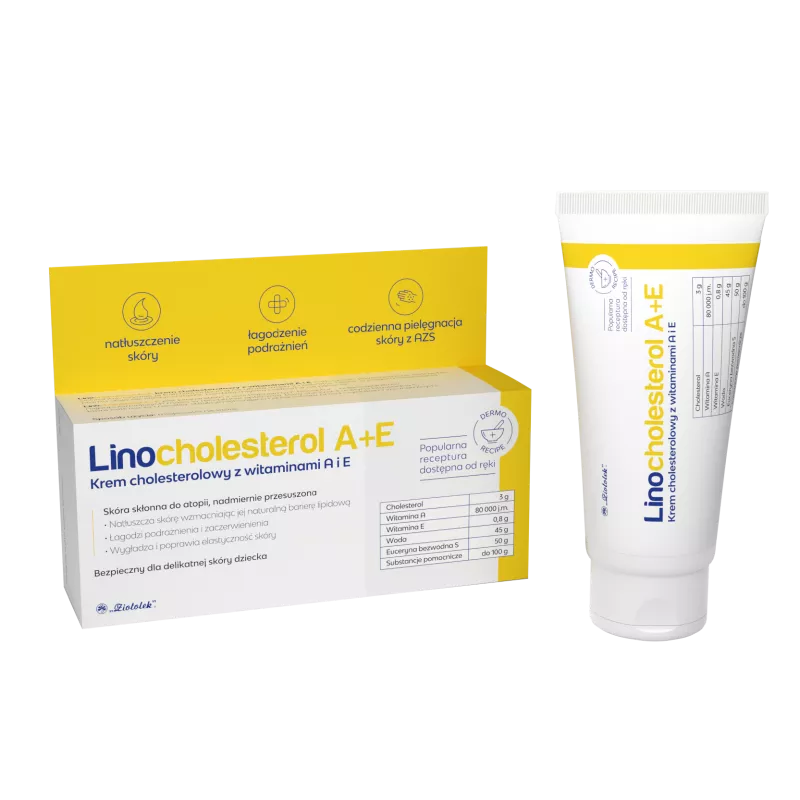 PRZEDSIĘBIORSTWO FARMACEUTYCZNE "ZIOŁOLEK" SP. Z O.O. Linocholesterol A+E  Krem cholesterolowy z witaminami 50 g — Składniki i ocena