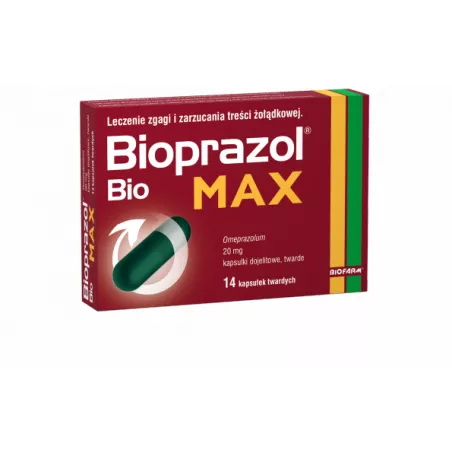 Bioprazol Bio Max 20 mg x 14 kapsułek wrzody żołądka, zgaga, refluks BIOFARM SP.Z O.O.