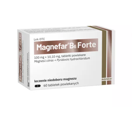 Magnefar B6 Forte x 60 tabletek magnez BIOFARM SP.Z O.O.