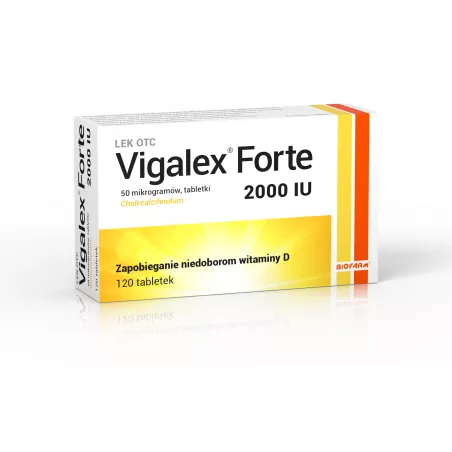 Vigalex Forte witamina D3 2 000 I.U. x 120 tabletek leki przeciwwirusowe BIOFARM SP.Z O.O.